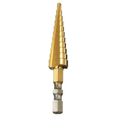 3-13mm HSS Titanium Coated Step Drill 1/4 Inch Hex Shank Bit