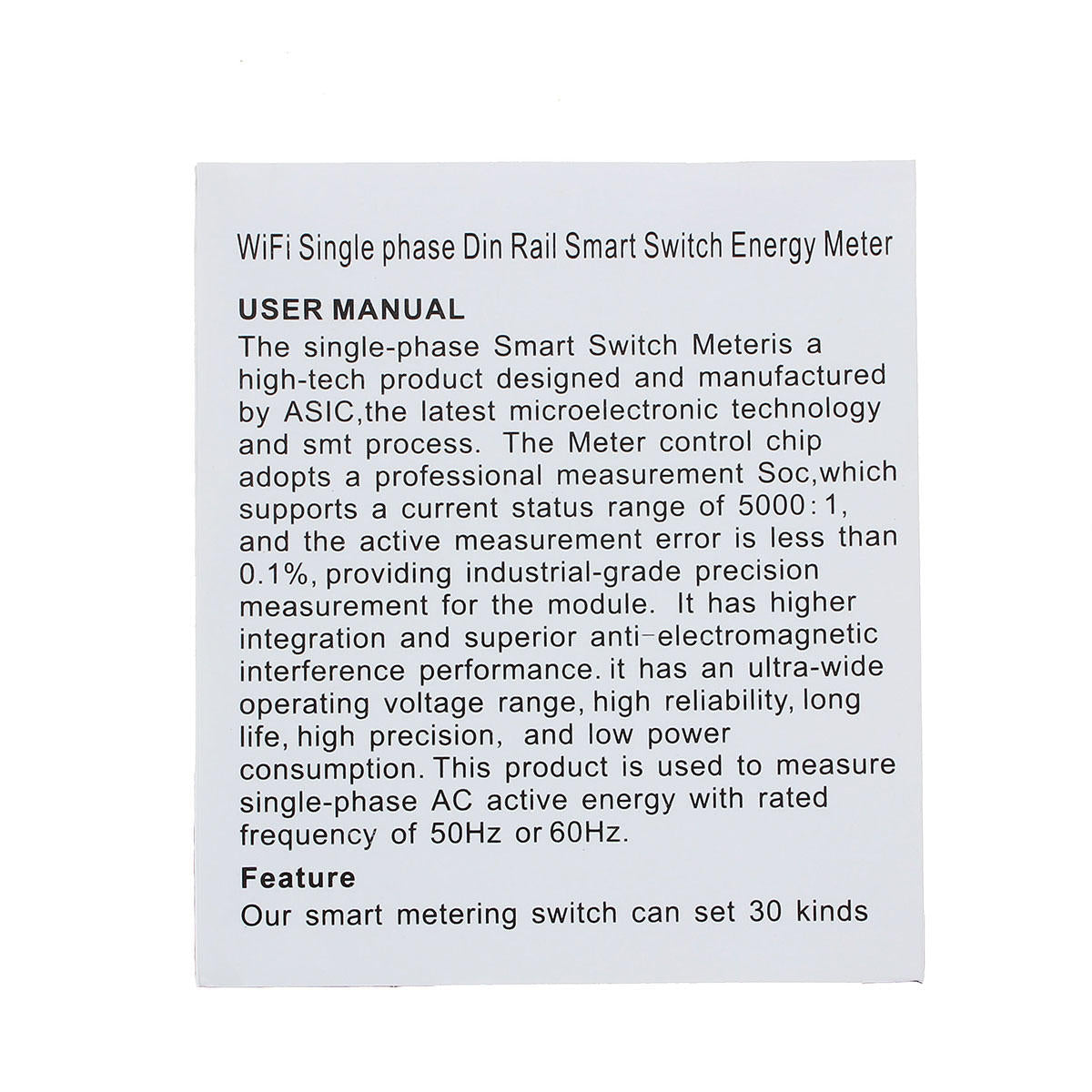 Single Phase Din Rail WIFI Smart Energy Meter Power Consumption kWh Meter Wattmeter 220V/110V AC 50Hz/60hz