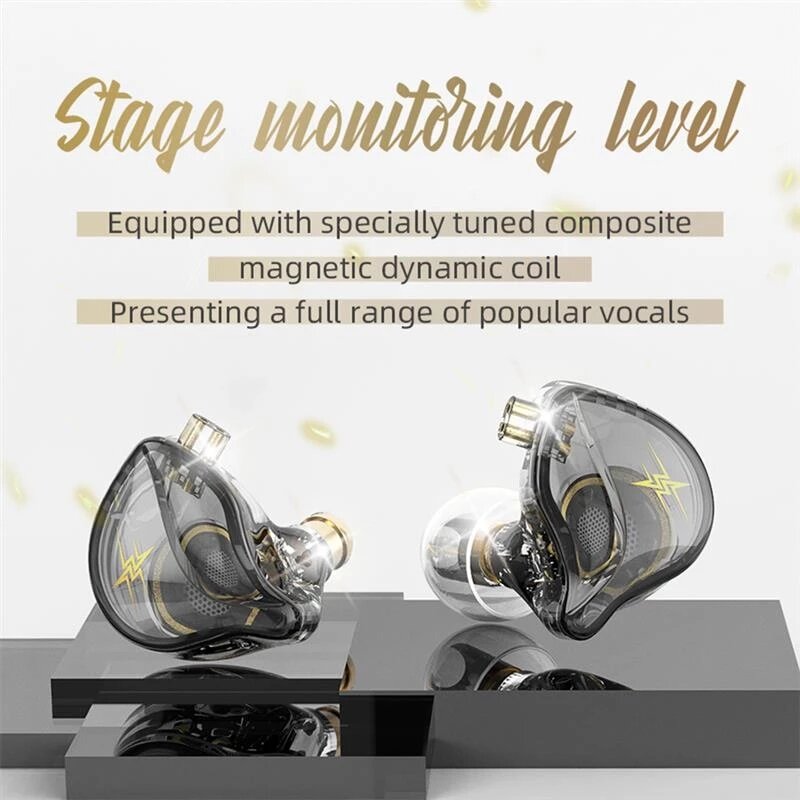 In-Ear Earphones 1D Hi-Fi Bass Earbuds Deep Bass Stereo Monitor Headphones Sport Noise Cancelling Headset With Mic