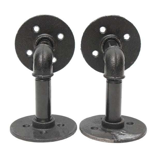 2pcs 3/4 Inch Iron Pipe Shelf Bracket Industrial Pipe Scaffold Board Shelf Brackets