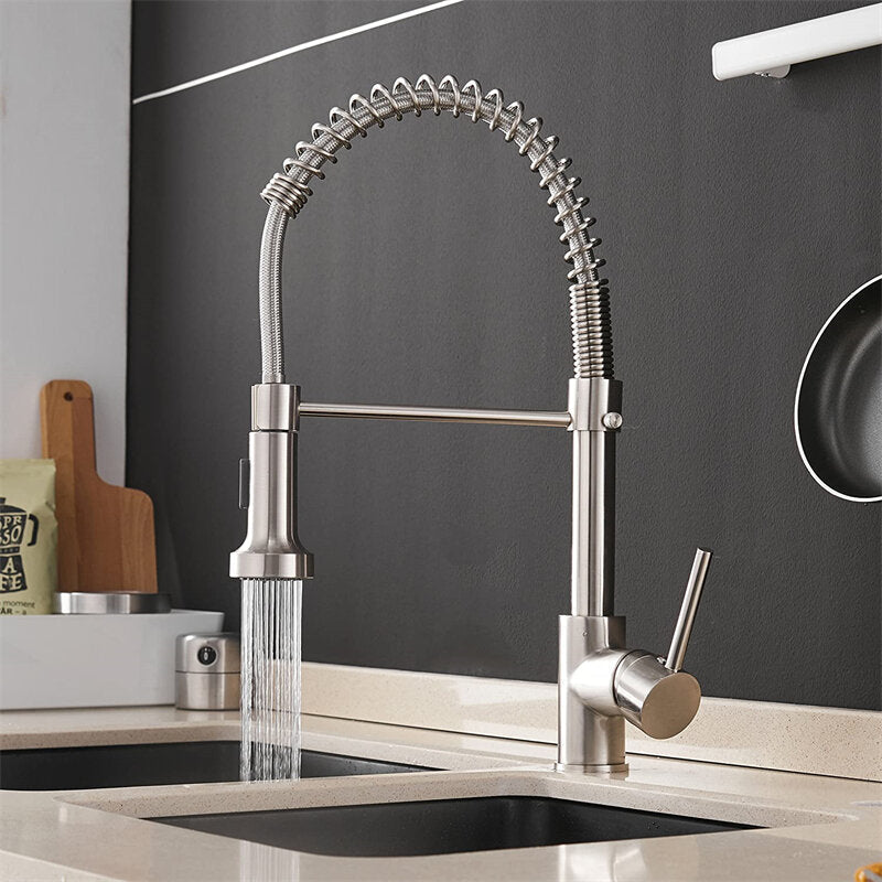 Stainless Steel Kitchen Pull-Down Spray Sink Faucet Pull Out LED Mixer Tap