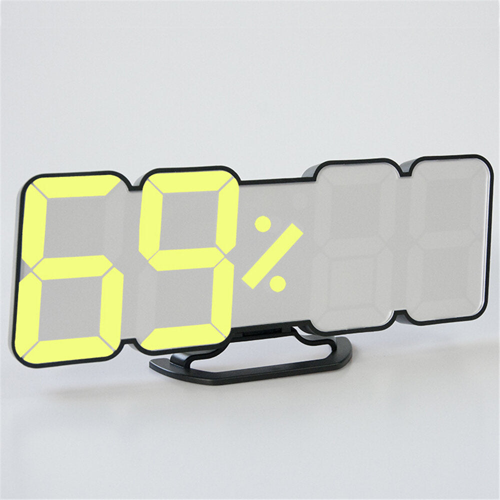3D LED Digital Wall Clock Wireless Remote Digital RGB LED Alarm Clock USB Sound Control Snooze Functions Wall Desktop Clock