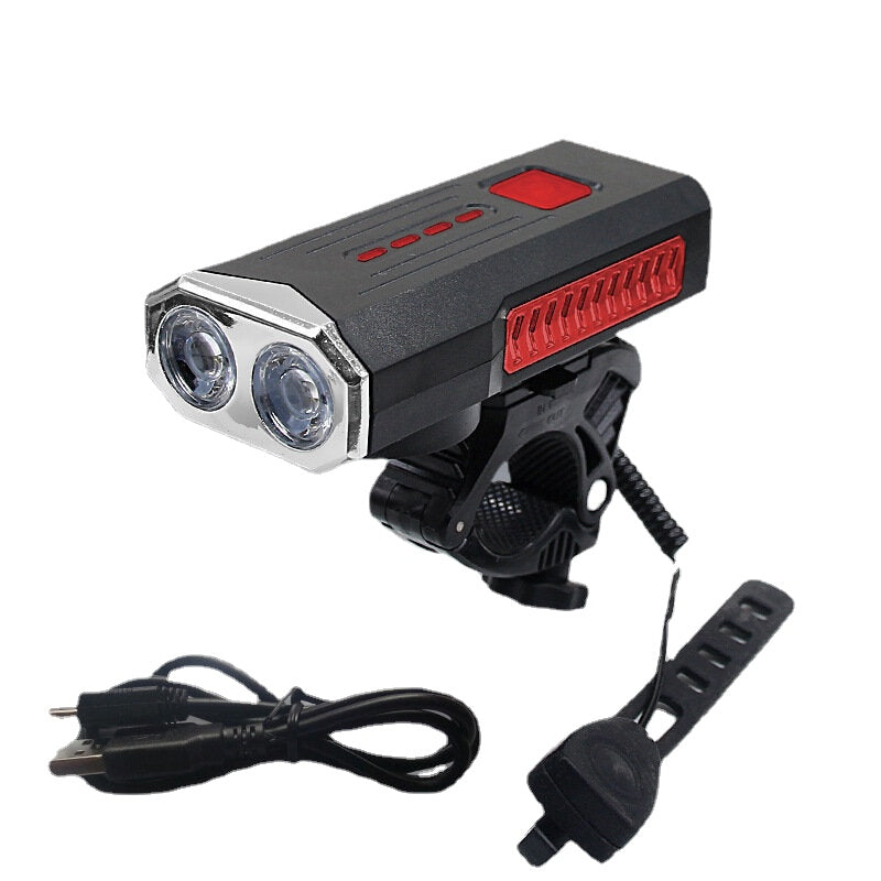 2-in-1 400LM 2xT6 Bike Light 3 Modes Adjustable USB Charging Bicycle Front Lamp 6 Modes 120dB Horn with Mount Holder