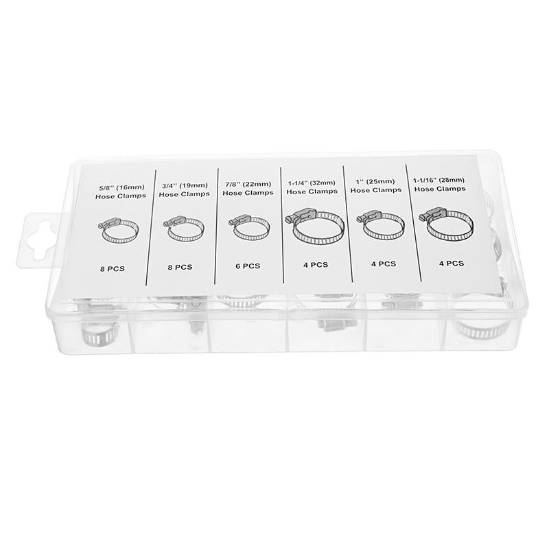 34pcs Stainless Steel Mini Jubilee Fuel Hose Clamps Pipe Clips Fastener For Home Tools