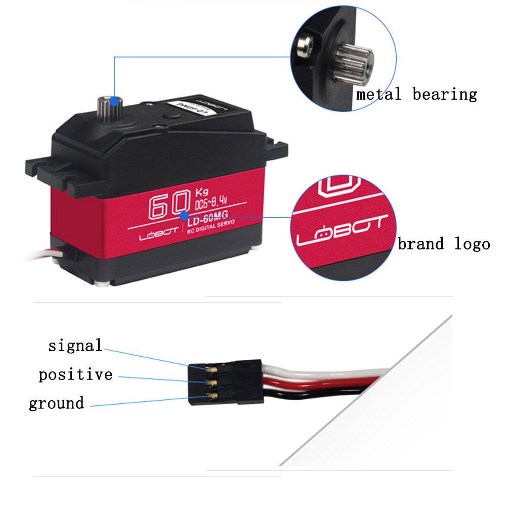 60KG Large Torque 180 Metal Gear Digital Servo For RC Robot RC Car