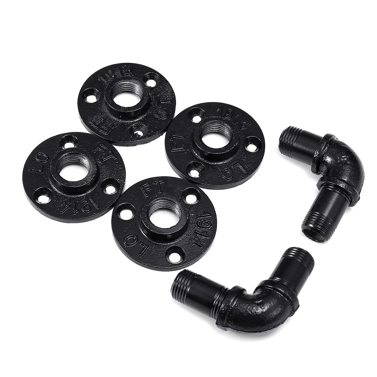 2Pcs Industrial Black Iron Pipe Shelf Bracket Wall Mounted Board Support Holder
