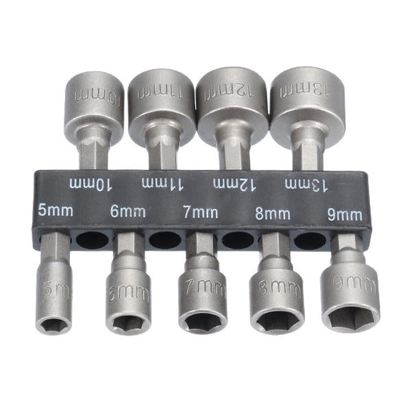 9pcs 1/4 Inch Hex Shank Power Nut Driver Drill Bit Set 5-13mm Socket Wrench