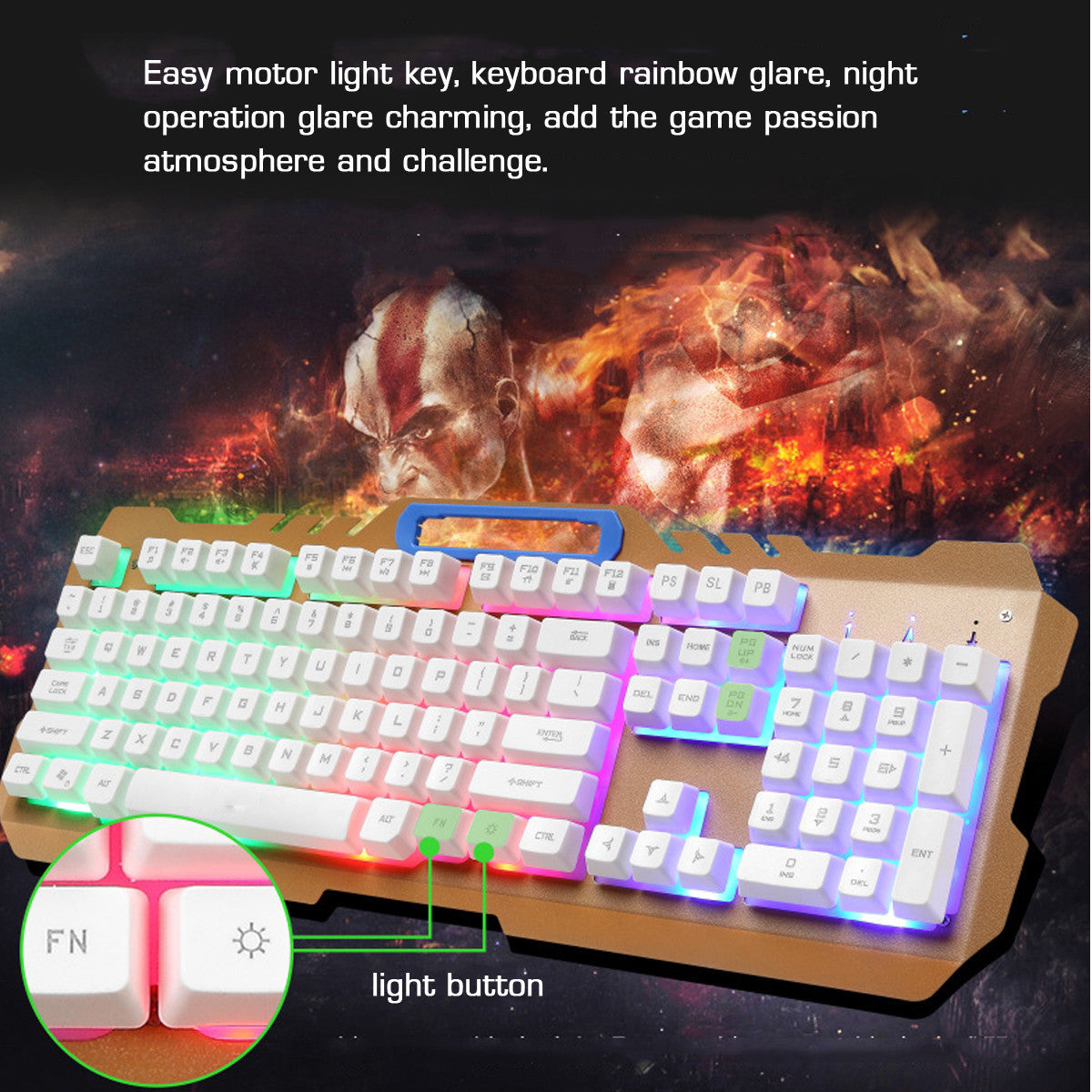 Wired Mechanical Keyboard & Mouse Set 104 Keys RGB Backlight Gaming Keyboard with Phone Holder 1600dpi Mouse