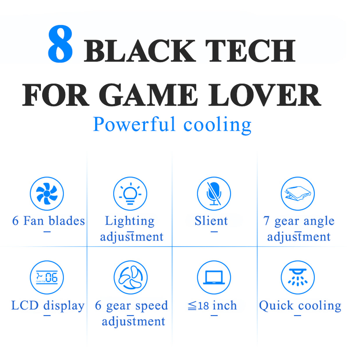 LCD Screen Notebook Cooler 6 Fan 6 Light Key Controlled RGB luminescence Computer Cooling Base Laptop Cooling Pads