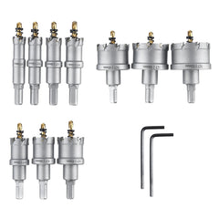 10Pcs 16-53mm Carbide Tip TCT Drill Bit Hole Saw Cutter Kit Stainless Steel Hexagon Wrench With Storage Box