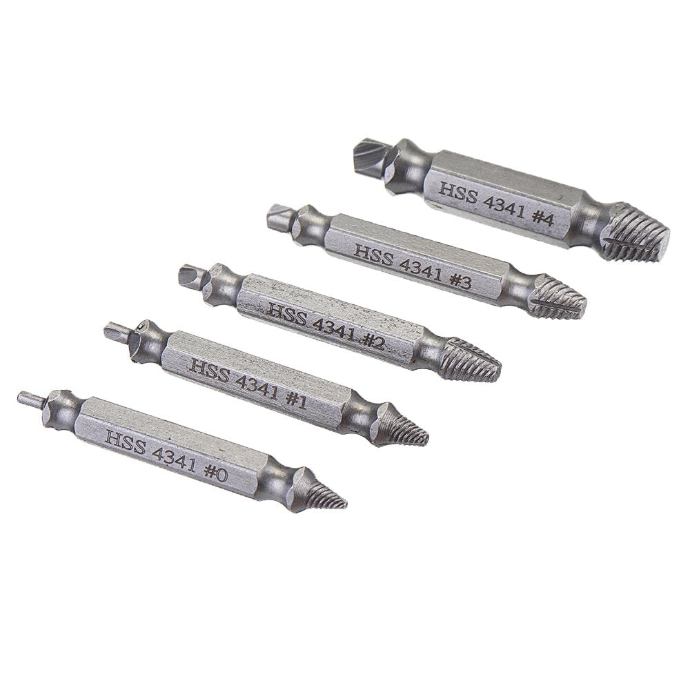 5pcs HSS Damaged Screw Extractor Drill Bits Guide Set Broken Easy out Bolt Screw Remover Tool