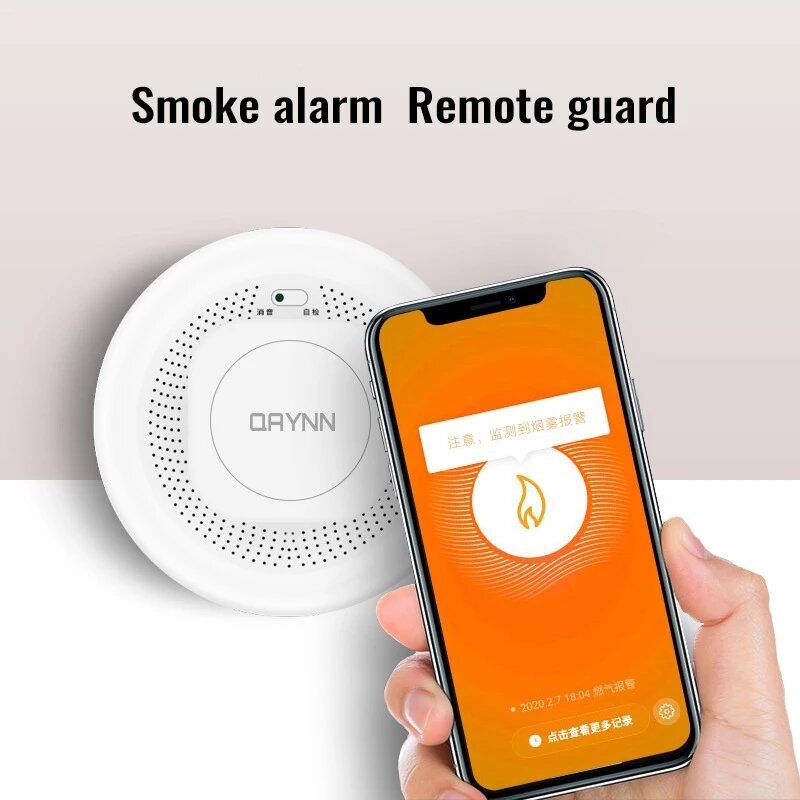 Smart Smoke Leak Sensor Detector App Control / Voice Control With Alexa Google Assistant For Smart Home Alarm System