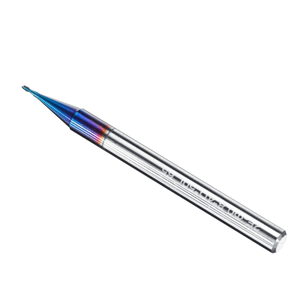 4pcs 2 Flutes HRC65 Milling Cutter 0.5-0.9mm Nano Blue Coating Carbide End Mill