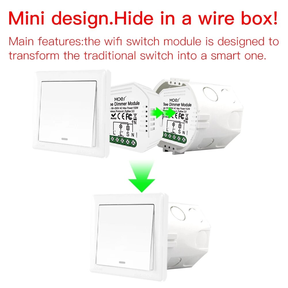 Smart Dimmer Switch Module Hub Required App Alexa Google Home Voice Control 1/2Way