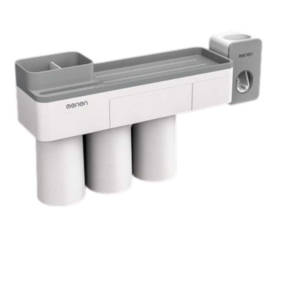 Multifunctional Magnetic Toothbrush Holder with Toothpaste Squeezer Cups