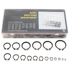 300Pcs 3-32mm Assorted External Circlip Snap Ring C-Clip Repairs Parts Case Box