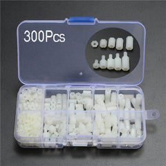 M3NH9 M3 Nylon Screw White Hex Screw Nut Nylon PCB Standoff Assortment Kit 300pcs