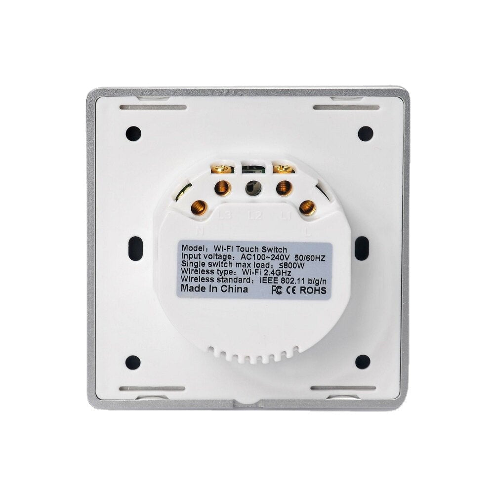 Wifi 2Gang Smart Switch EU Standard Metal Frame Wire Drawing Light Control Switch 100-240V 2.4 GHz