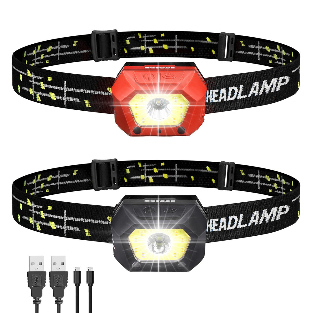 2PCS Five Modes Induction Headlamp USB Rechargeable Adjustable IPX65 Waterproof Outdoor Cycling Climbing Lighting