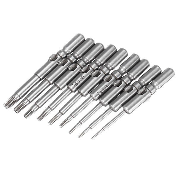 9Pcs 802 Torx Screwdriver Bits Set T5-T25 6mm Round Shank Electric Screwdriver Bits