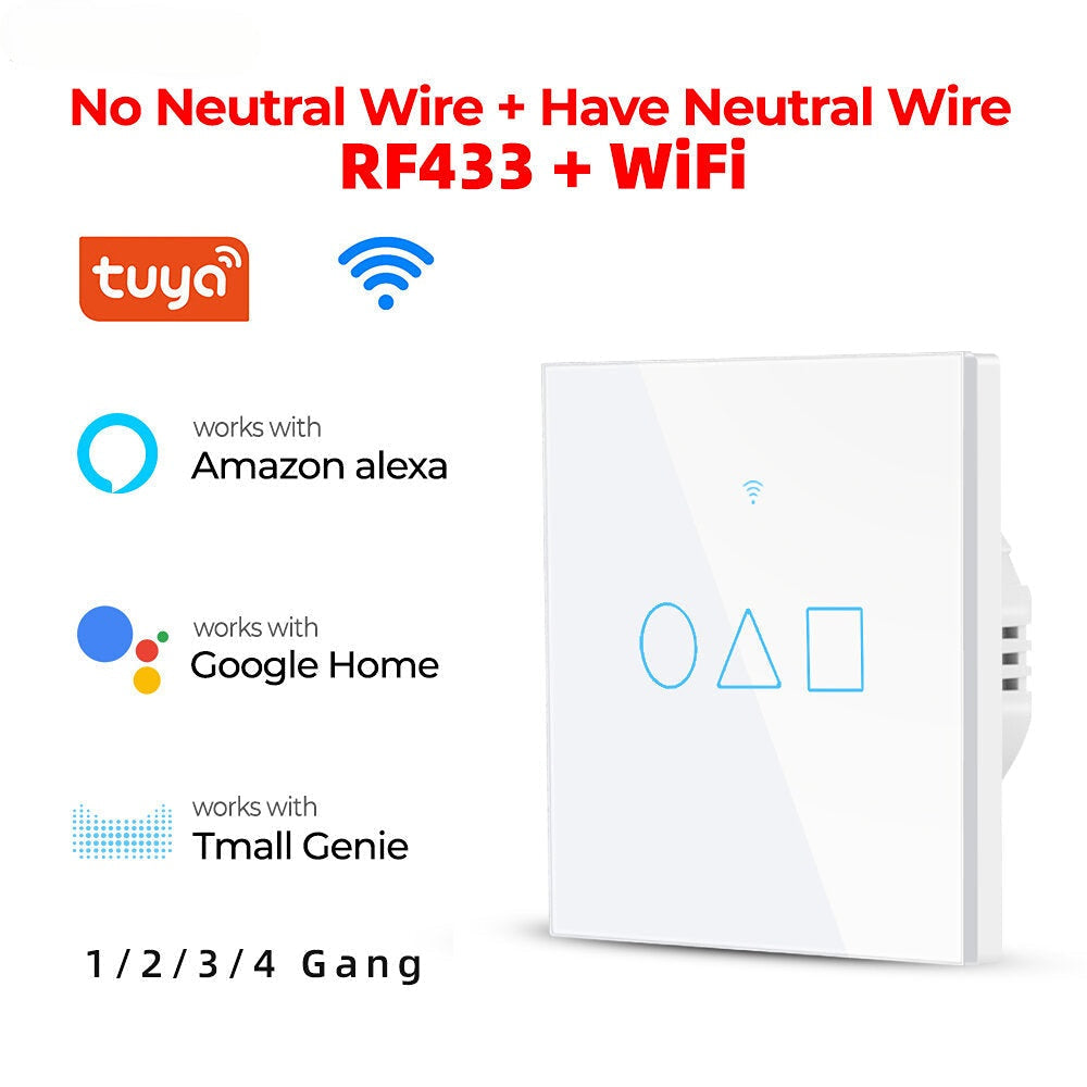 Smart Wall Light Switch LCD Touch Screen Tuya WiFi And 433Mhz Universal Remote Control Works With Alexa Google Home