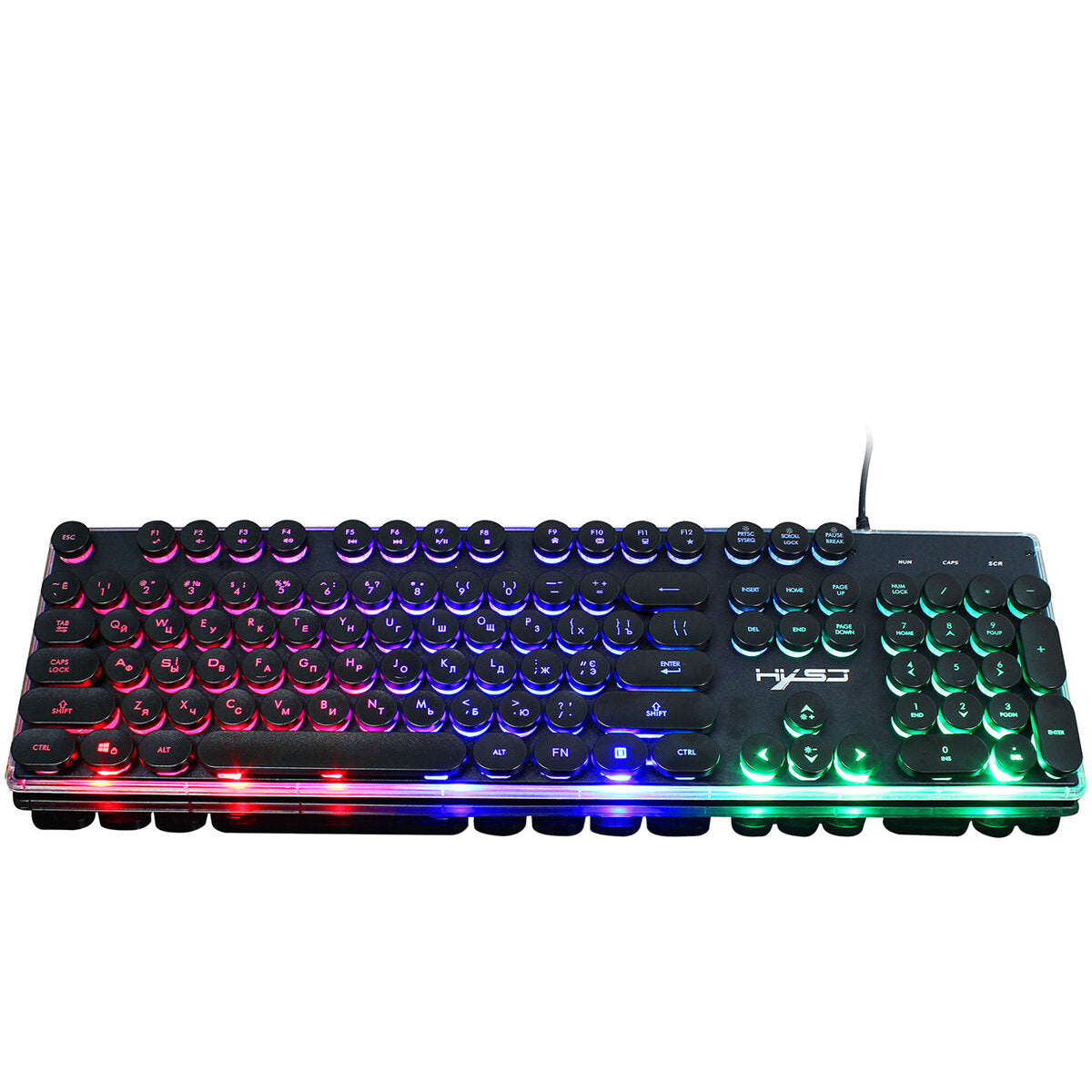 Russian Wired Gaming Keyboard & Mouse Set 104 Keys Rainbow Backlit Punk Keycaps Mechanical Feel Keyboard 5500DPI 7 Buttons Computer Mouse