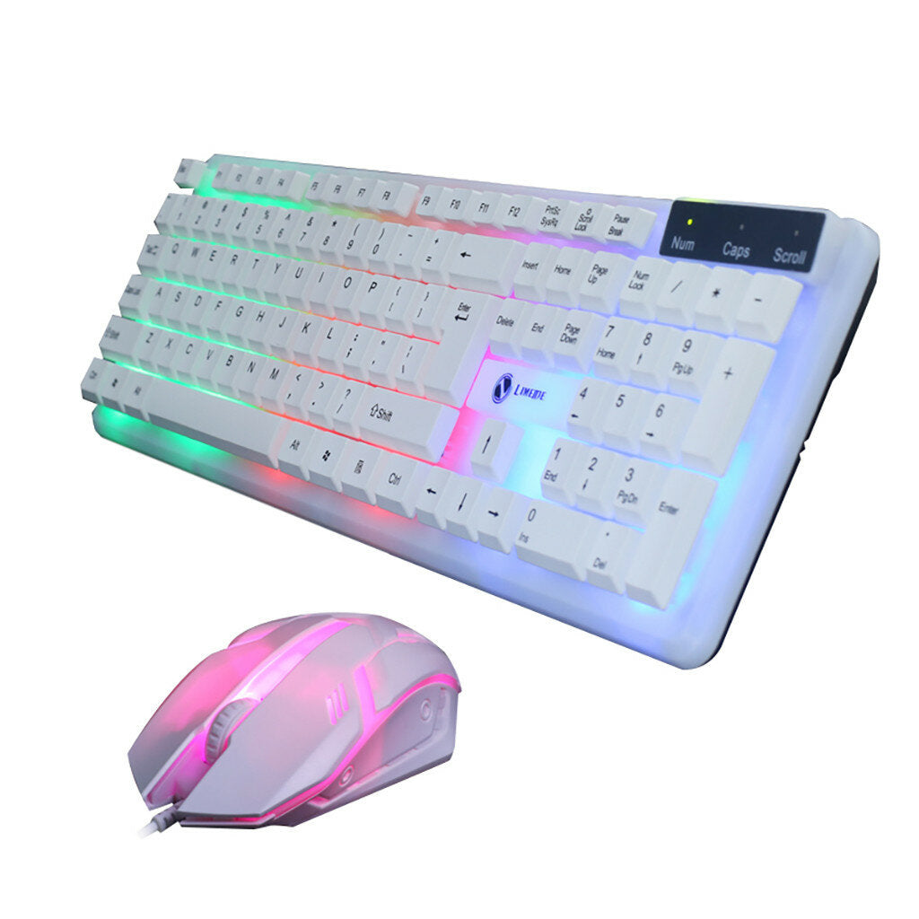Wired Gaming Keyboard & Mouse Set RGB Backlight 1200DPI Gaming Mouse 104 Keys Mechanical Feeling Keyboard Combo