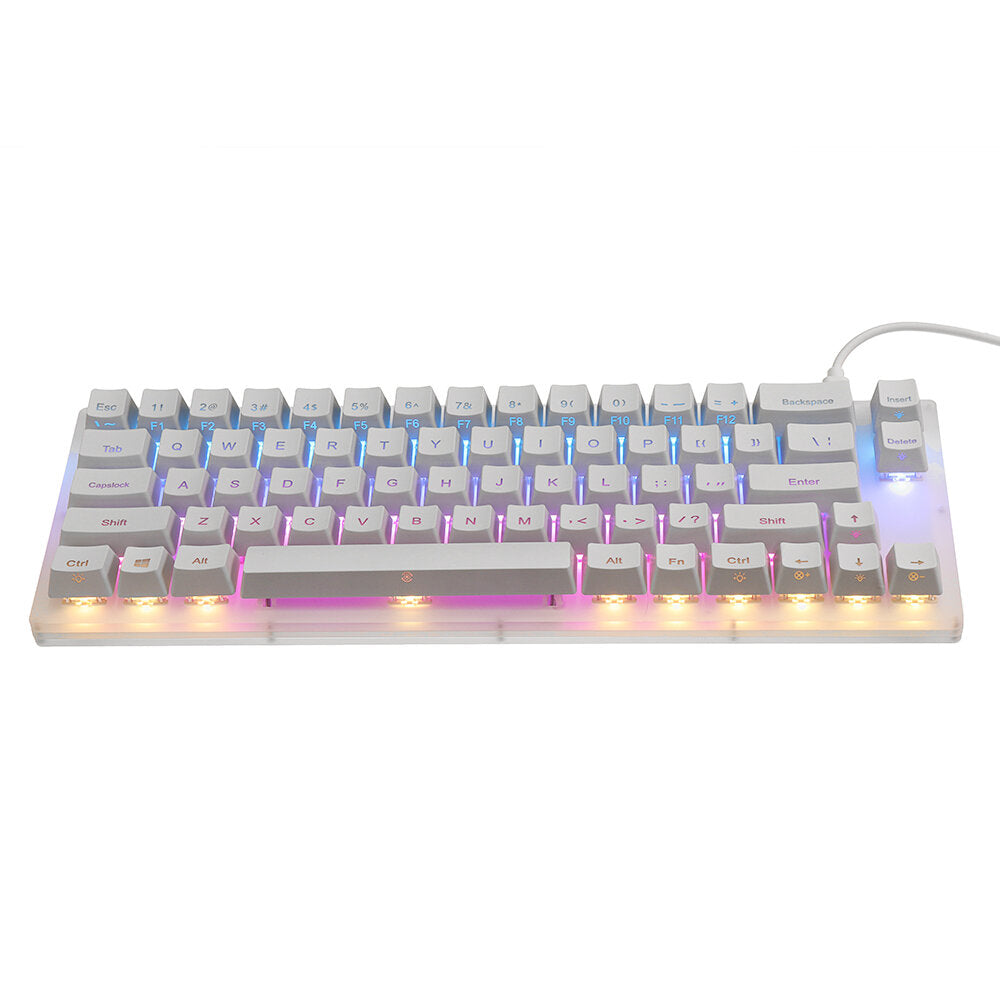 Mechanical Keyboard 66 Keys Gateron Switch Hot Swappable Tyce-C Wired RGB Backlit Gaming Keyboard with Crystalline Base for PC Laptop