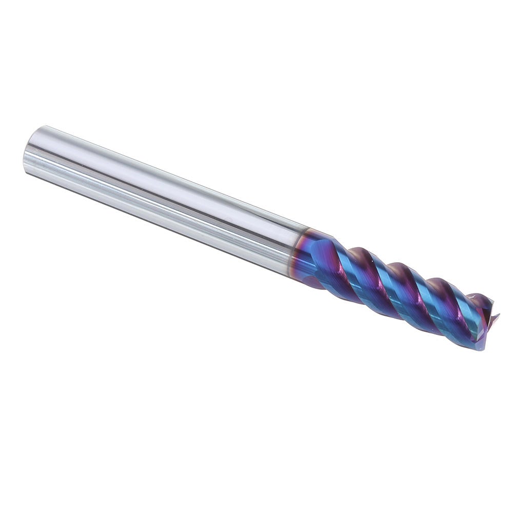 D4/5/6/8/10mm HRC60 4 Flutes L75mm Blue NACO Coated Tungsten Carbide Milling Cutter CNC Tool