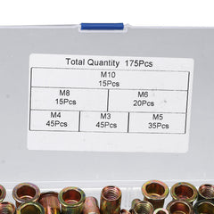 175Pcs Mixed Zinc Plated Threaded Rivnuts Blindnuts Nutserts M3-M10 Insert Rivet Nut Assortment Kit