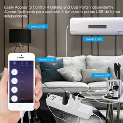 Smart Wifi Brazil Standard Socket 4 Outlets + 4 USB Charging Port App Remote Control Works with Alexa Google Home,110-240V