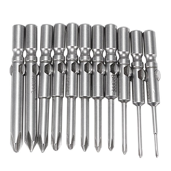 11Pcs 802 1.6-6.0mm Cross-Screwdriver Bits Set 6mm Round Shank Electric Screwdriver Bits
