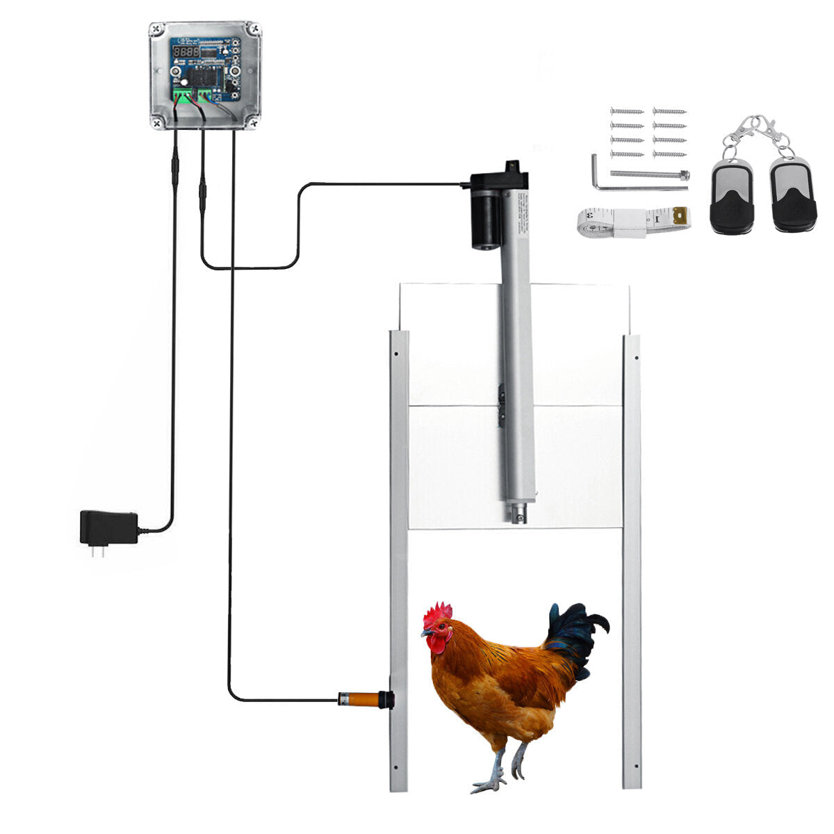 600MM Push Rod Type 2 In 1 Photosensitive Timing Chicken Cage Door Opener