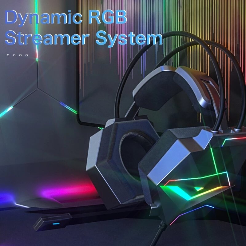 Gaming Headset Noise Canceling Headphone Surround Sound LED Light with Mic