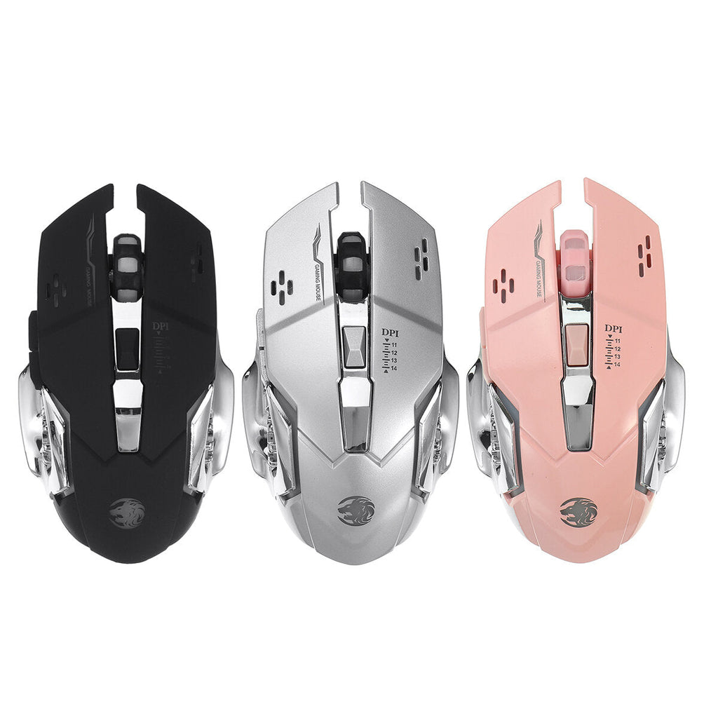 2.4 GHz Wireless Mouse 1600DPI Rechargeable Breathing LED Light Optical Mice with USB Receiver for PC Laptop Desktop