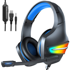 Gaming Headset 50mm Driver Unit RGB Light Noise Reduction Mic 3.5mm USB Port for PS4 PC Xbox One Switch Smartphone