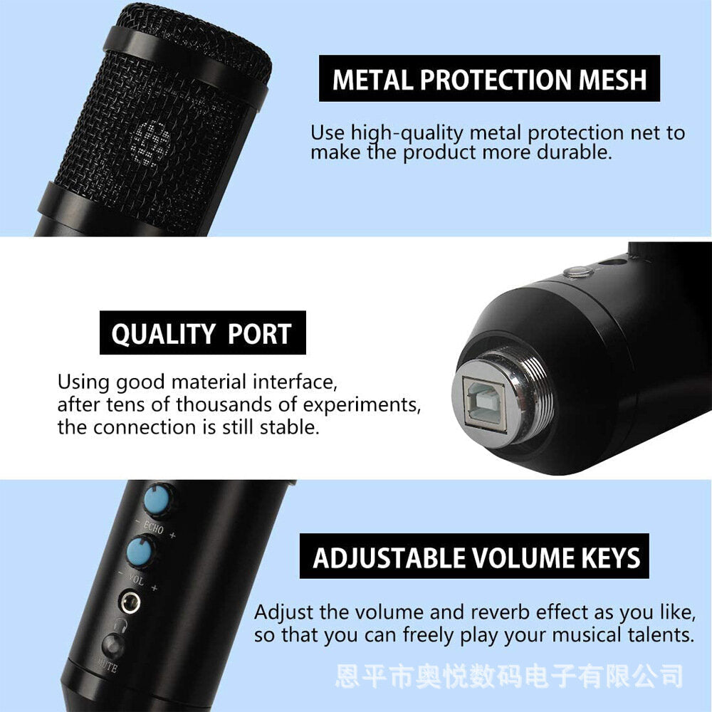 Professional USB-900 Condenser Microphone Studio Karaoke Micro Recording USB with Tripod
