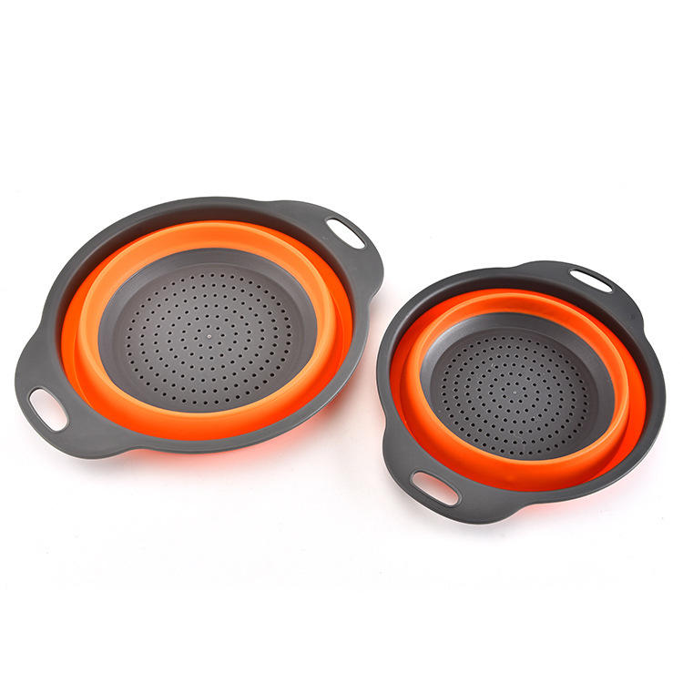 2Pcs/Set Silicone Folding Drain Baskets Retractable Colander Camping Picnic Storage Gadgets