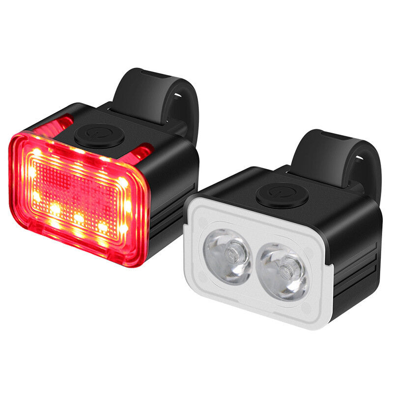 2PCS L6 300lumen 200M Bike Headlight + Taillight TYPE-C Rechargeable IPX6 Waterproof Aluminium Alloy Bike Light Set