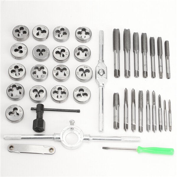 40pcs M3-M12 Screw Thread Metric Plugs Taps Tap Wrench Die Set