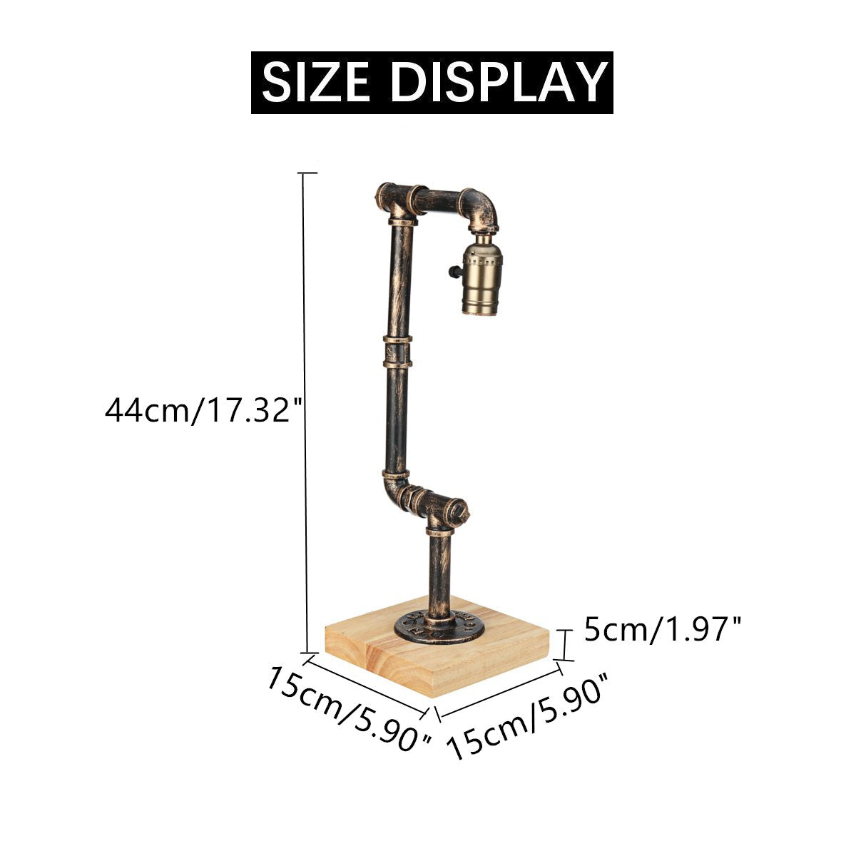 Industrial Retro Iron Wooden Table Lamp Living Room Bedside Light Decor