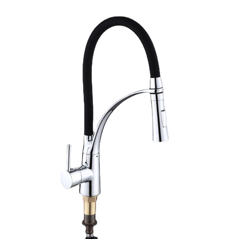 Painted Black Kitchen Sink Faucet Sprayer Brass Mixer Tap Two Water Modes 360 Rotation Single Handle