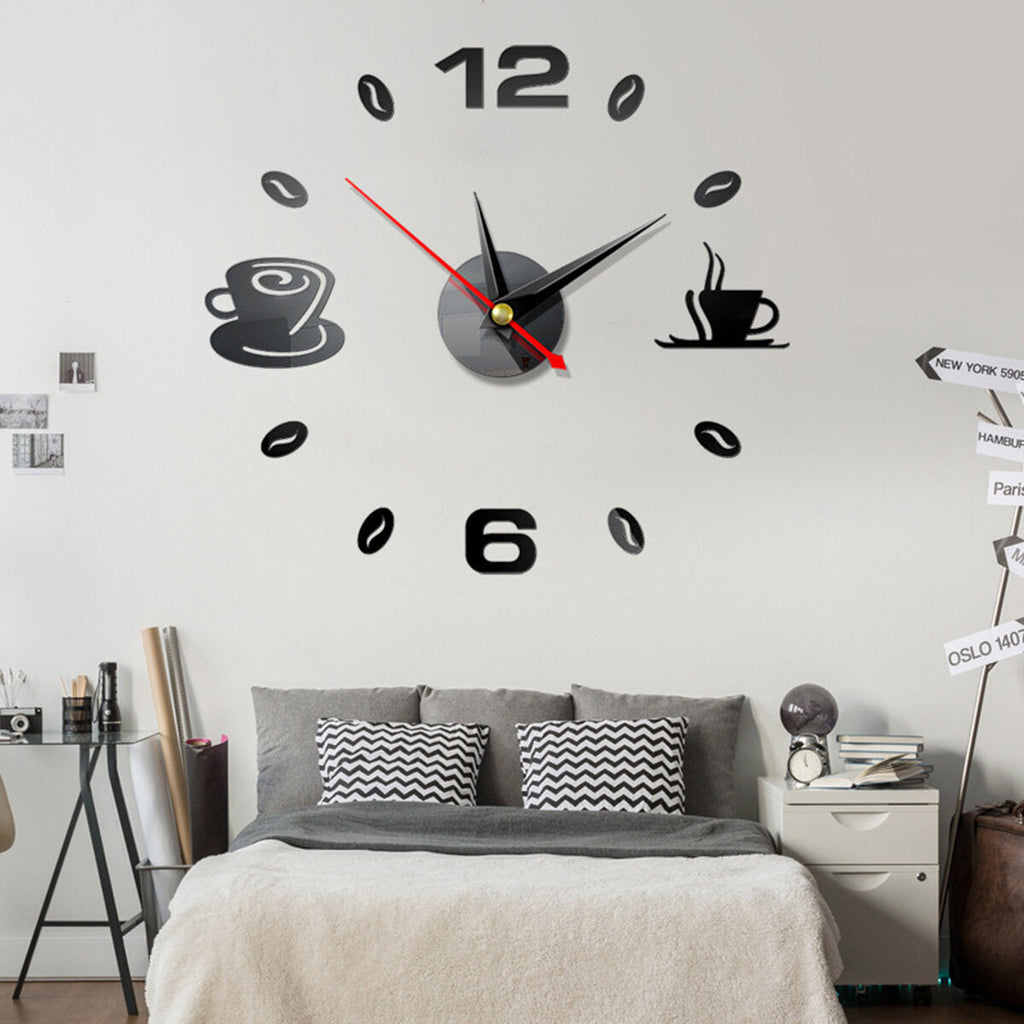 DIY Wall Clock Acrylic Mirror Sticker Self-Adhesive Home Decoration 3D
