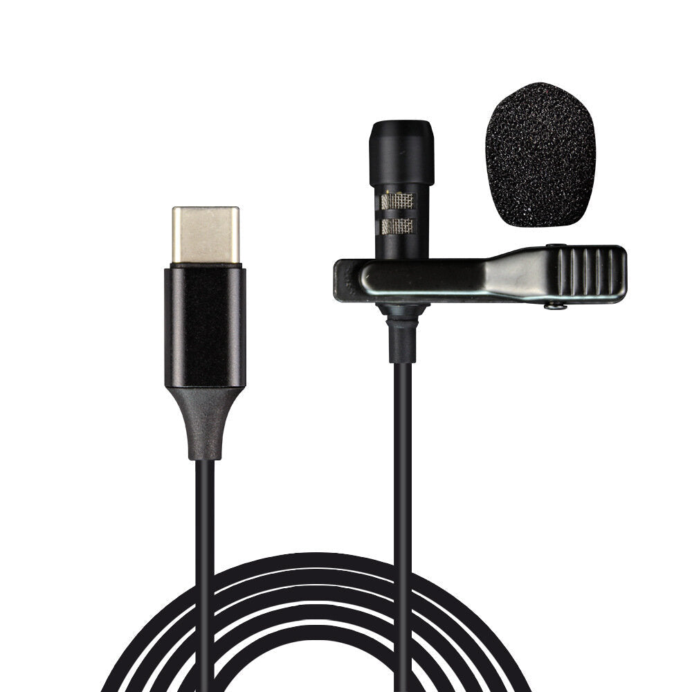 USB Type-C Microphone Mini Small Portable Wired Clip-on Lapel Collar Lavalier Condenser USB-C for Phones