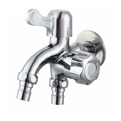 Wall Mount Single Cold Washing Machine Faucet 1/2'' Double Spouts 2 Handles Water Tap Garden Bathroom Bock