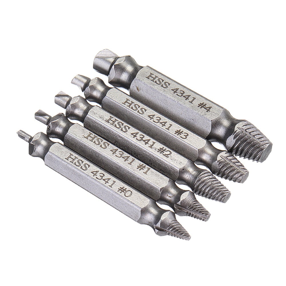 5pcs HSS Damaged Screw Extractor Drill Bits Guide Set Broken Easy out Bolt Screw Remover Tool