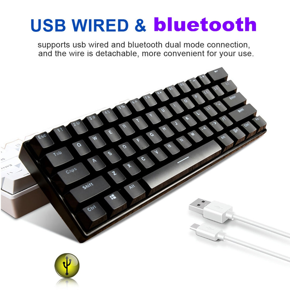 Mechanical Keyboard 61 Keys Bluetooth 5.0 Wired Dual Mode RGB Gaming Keyboard