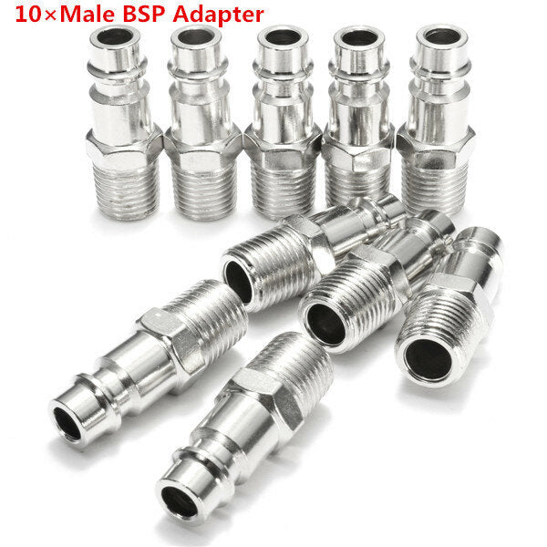 10pcs 1/4inch Male/Female BSP Adapter Compressed Air Quick Coupling Hose