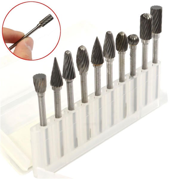 Drill Carving Locator with 0.5-3.2mm Keyless Chuck 6pcs Router Bits and 10pcs Wood Milling Burrs