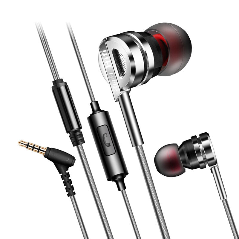 Metal Heavy Bass Hi-Fi Earphone 3.5mm Wired In-Ear Earbuds with Mic for Samsung